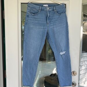 LOFT Light Blue Cropped Distressed Jeans